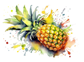 ananas waterverf. illustratie ai generatief png