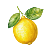 Watercolor yellow lemon. Illustration png