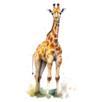 aquarelle girafe. illustration ai génératif png