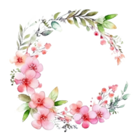 Watercolor floral wreath. Illustration png