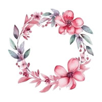 Watercolor floral wreath. Illustration png