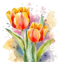 acuarela tulipán aislado. ilustración ai generativo png