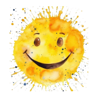 waterverf geel glimlach. illustratie ai generatief png