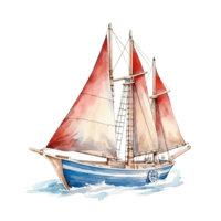 Watercolor boat. Illustration png