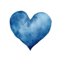 Blue watercolor heart. Illustration png