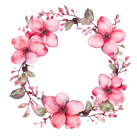 Watercolor floral wreath. Illustration png