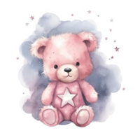 linda acuarela osito de peluche oso. ilustración ai generativo png