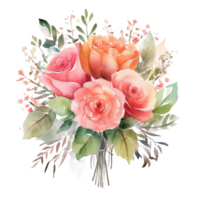Rose aquarelle bouquet. illustration ai génératif png
