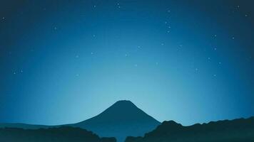 A silhouette of bali mountain at night vector