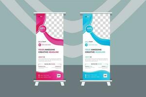 Business Roll Up Banner Desigd And Digital Marketing, Roll Up Banner Template. vector