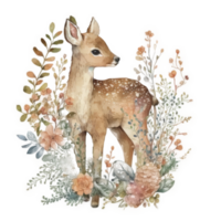 Cute baby deer watercolor cutout. png