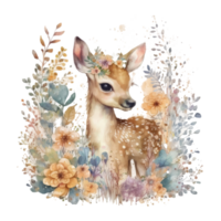 süß Baby Hirsch Aquarell ausgeschnitten. ai generativ png