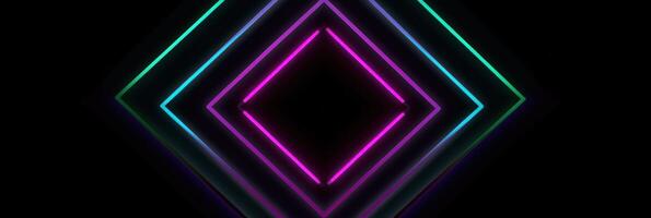 Empty background scene with neon lights. Abstract technology banner design. Digital neon lines on black background. photo