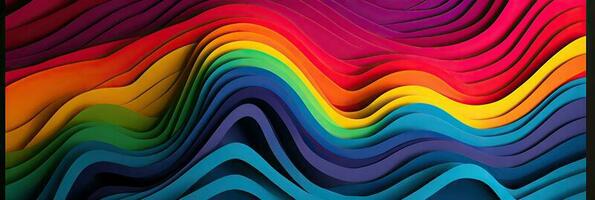 Abstract rainbow colors wavy shapes paper colourful  background . Multi layers color texture 3D papercut layers in gradient  banner. photo