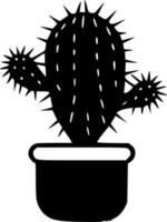 cactus - negro y blanco aislado icono - vector ilustración