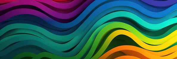 Abstract rainbow colors wavy shapes paper colourful  background . Multi layers color texture 3D papercut layers in gradient  banner. photo