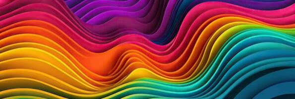 Abstract rainbow colors wavy shapes paper colourful  background . Multi layers color texture 3D papercut layers in gradient  banner. photo