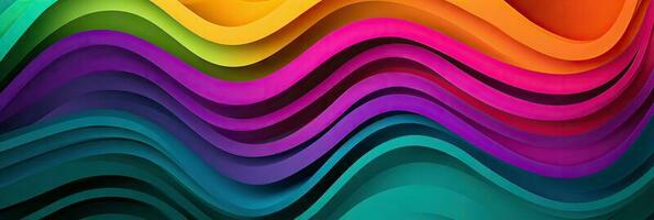 Abstract rainbow colors wavy shapes paper colourful  background . Multi layers color texture 3D papercut layers in gradient  banner. photo