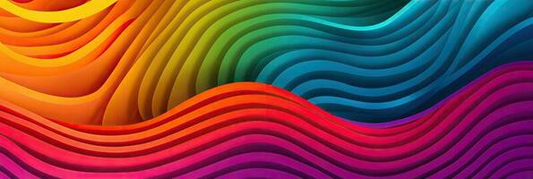 Abstract rainbow colors wavy shapes paper colourful  background . Multi layers color texture 3D papercut layers in gradient  banner. photo