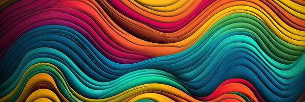 Abstract rainbow colors wavy shapes paper colourful  background . Multi layers color texture 3D papercut layers in gradient  banner. photo