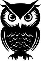 Owl, Black and White Vector illustration