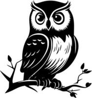 Owl, Black and White Vector illustration