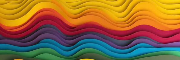 Abstract rainbow colors wavy shapes paper colourful  background . Multi layers color texture 3D papercut layers in gradient  banner. photo