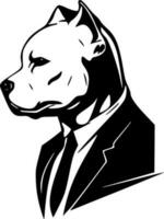 pitbull, negro y blanco vector ilustración