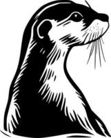 Otter, Black and White Vector illustration