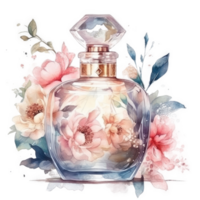 Watercolor perfume with flowers. png