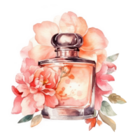 aguarela perfume com flores ai generativo png