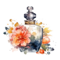 Watercolor perfume with flowers. png