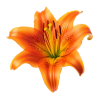 Orange Lilly flower isolated. png