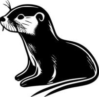 Otter - Black and White Isolated Icon - Vector illustration