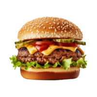 smakelijk hamburger geïsoleerd. illustratie ai generatief png