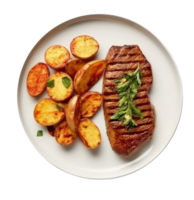 Gilled beef steak and potatoes Illustration png