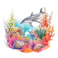 Welt Ozeane Tag Aquarell Hintergrund. Illustration ai generativ png