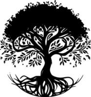 Tree of Life - Black and White Isolated Icon - Vector illustration