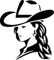 Cowgirl, Black and White Vector illustration