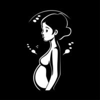 el embarazo - negro y blanco aislado icono - vector ilustración