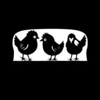 Chickens - Black and White Isolated Icon - Vector illustration