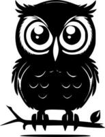 Owl, Black and White Vector illustration