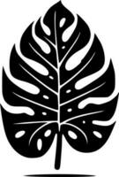 monstera - negro y blanco aislado icono - vector ilustración