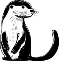 Otter, Black and White Vector illustration