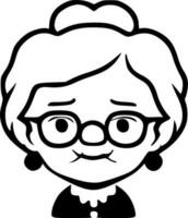 Grandma, Black and White Vector illustration