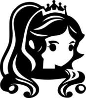princesa - negro y blanco aislado icono - vector ilustración