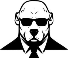 pitbull - negro y blanco aislado icono - vector ilustración