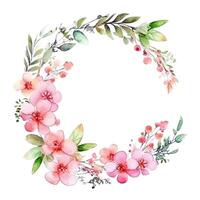 Watercolor floral wreath. Illustration photo