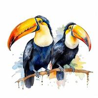 Watercolor toucan, Illustration photo