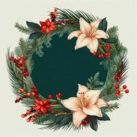 Watercolor Christmas wreath. Illustration photo